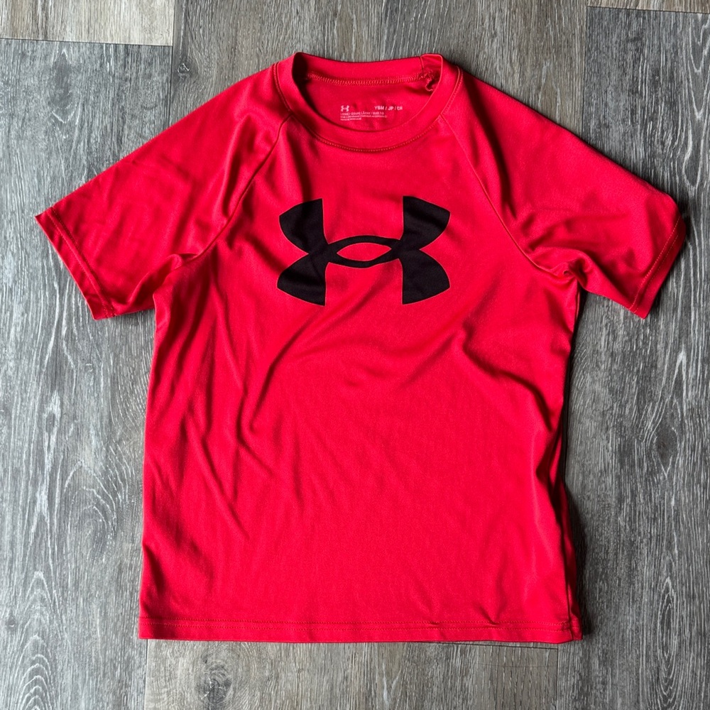 Under Armour Red Short-Sleeve Tee with Black Logo